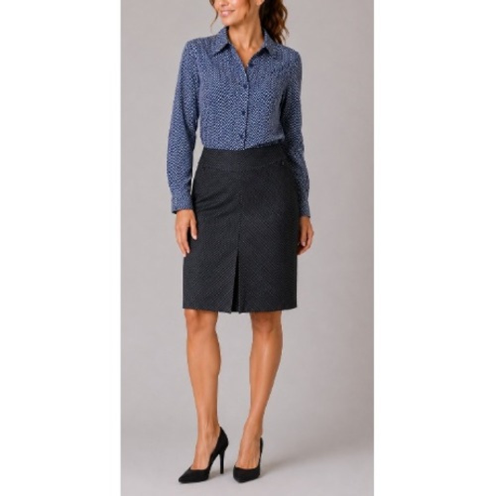 Caslon Women's Gray Front Pleated Pinstriped A Line Pencil Skirt Size‎ 6